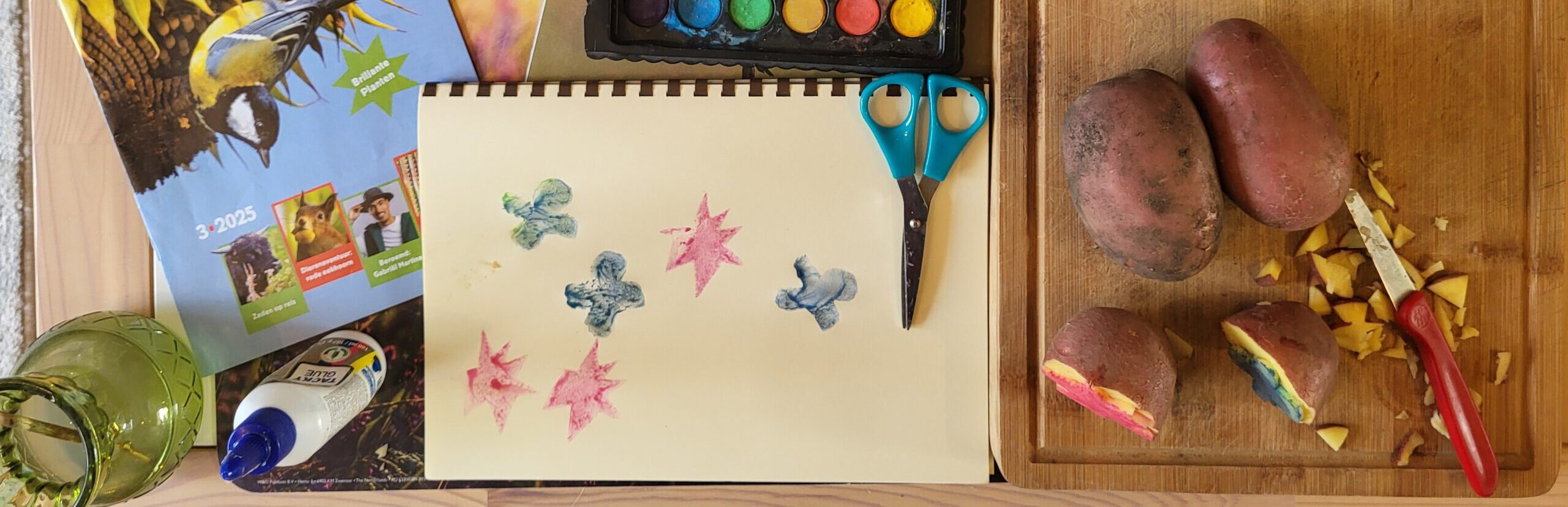 Kinderactiviteit: collage met aardappelstempels